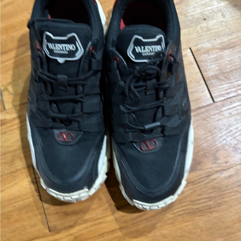 Valentino Men's Black Sneakers with White Soles